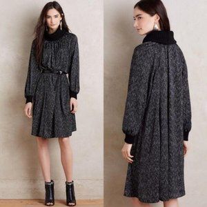 Anthro Cowled Chinon Dress Turtleneck Neck Draped